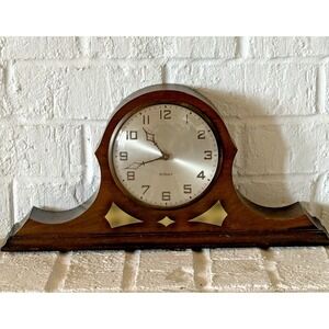 Gilbert Tambour Wooden Mantel Clock Vintage Wind Up Partially Working USA MOP